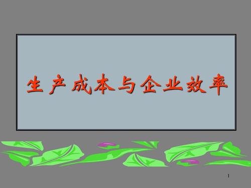 经管营销 生产/经营管理 工厂成本管理与效率提升ppt 生产成本与企业